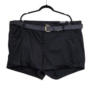 Torrid Womens Black Belted Sateen Shorts Size 26 NWT